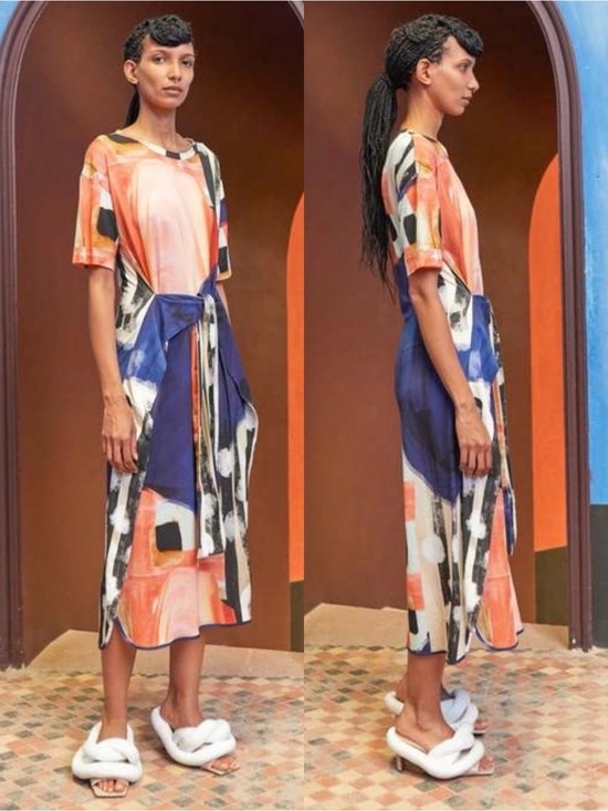 Henrik Vibskov Dresses & Skirts - HENRIK VIBSKOV Flute Midi Dress Layered Drapes Lagenlook Geometric Artsy